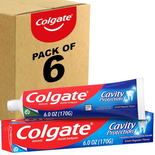 Limited time deal16% OFF Colgate Cavity Protection Toothpaste with Fluoride, Great Regular Flavor, 6 Ounce (Pack of 6)