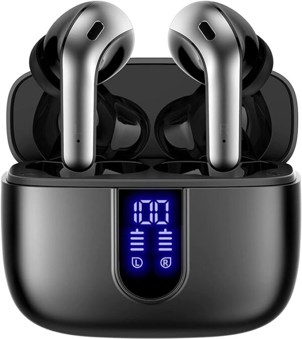 Limited time deal 48% OFF TAGRY Bluetooth Headphones True Wireless Earbuds 60H Playback LED Power Display Earphones with Wireless Charging Case IPX5 Waterproof in-Ear Ear buds with Mic for TV Smart Phone Laptop Computer Sports