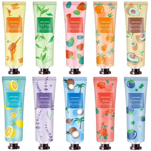 Limited time deal 32% OFF 10 Pack Hand Cream for Dry Cracked Hands,Easter Basket Stuffers,Gifts for Women,Girls,Mothers Day Gifts,Teacher Appreciation Gifts,Natural Plant Fragrance Mini Hand Lotion Moisturizing Hand Care Cream