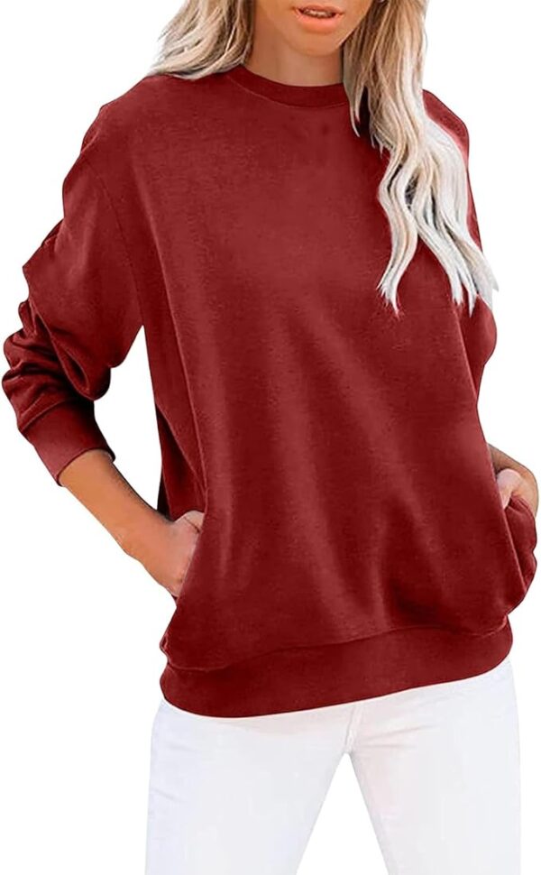 Womens Oversized Sweatshirts Fall Crewneck Long Sleeve Pullover Sweatshirt Trendy Lightweight Outdoors Tops Pockets