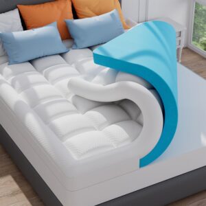 Limited time deal  -30% OFF  ELEMUSE Dual Layer 3 Inch Memory Foam Mattress Topper Full, 2 Inch Cooling Gel Memory Foam Plus 1 Inch Down Alternative Pillowtop Mattress Pad with Cooling...