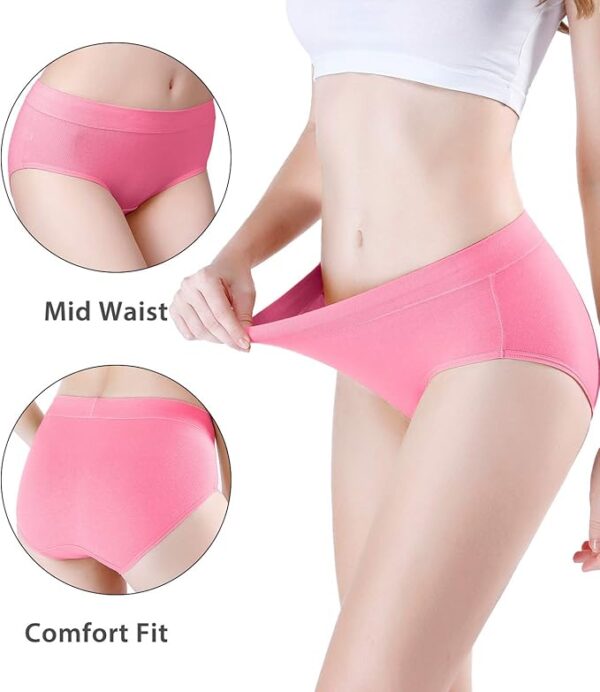 wirarpa Women's Underwear Cotton Mid Waisted Ladies Panties Full Coverage Briefs 4 Pack (Regular & Plus Size) - Image 2