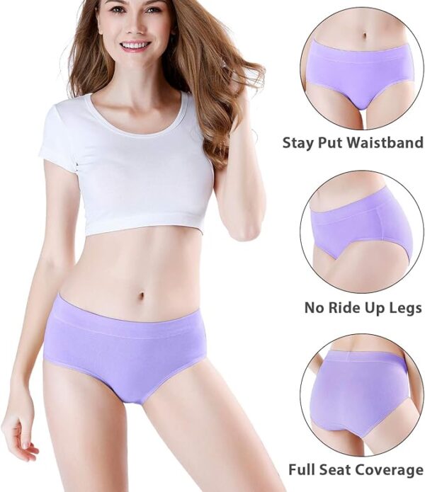 wirarpa Women's Underwear Cotton Mid Waisted Ladies Panties Full Coverage Briefs 4 Pack (Regular & Plus Size) - Image 3