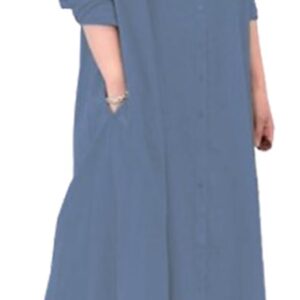 Cotton Shirt Dress for Womens Long Sleeve Button Down Linen Maxi 2025 Casual Loose Lapel Collared Long Fall Dress
