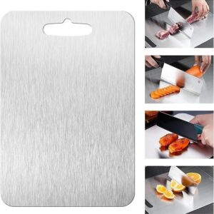 Titanium Cutting Board - 2025 New Upgrade 100% Pure Titanium Cutting Boards For Kitchen, 1 Pack Double-sided food-grade Cutting Board For Cutting Meats, Fruits And Vegetables (18"L x 12"W)