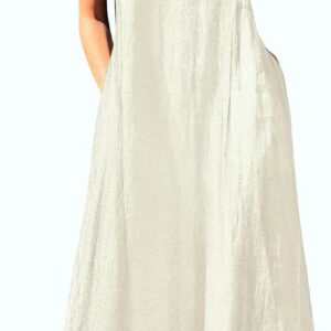 Mingyuezai Women's Sleeveless Linen Maxi Dress Casual Long Dresses with Pockets