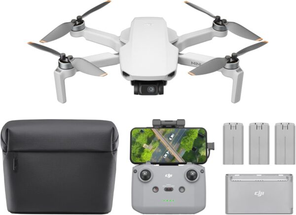 DJI Mini 4K Fly More Combo, Drone with 4K UHD Camera for Adults, Under 249 g, 3-Axis Gimbal Stabilization, 10km Video Transmission, Auto Return, 3 Batteries