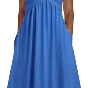 Womens Short Sleeve Dress Casual Plus Size V-Neck Maxi Dresses A Line