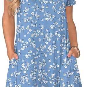 Women's Casual T Shirt Dress Summer Short Sleeve Swing Dresses with Pockets