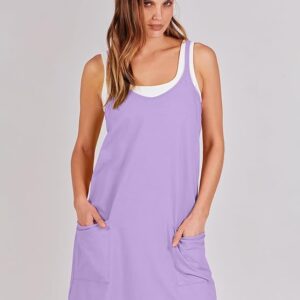 ANRABESS Women Athletic Dress Summer Tennis Workout Active Sports Mini Romper Dress Built in Shorts Travel Vacation Clothes