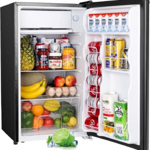 Upstreman 3.2 Cu.Ft Mini Fridge with Freezer, Single Door Mini Fridge, Dorm Fridge, Adjustable Thermostat, Mini Refrigerator for Bedroom, Office, Dorm,...