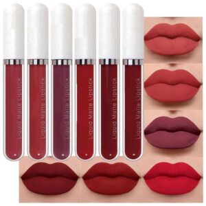 Click to see full view  Ask Rufus  Does it have a matte finish?   Can it be worn under a face mask?   Is it long-lasting?   Ask something else evpct 6Pcs Lipstick Matte Liquid Lipstick Lipgloss Set for Women