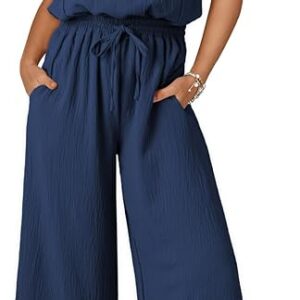Dokotoo Jumpsuits for Women 2025 Summer Ruffle Sleeves Square Neck