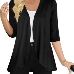 Yincro Women's Casual 3/4 Sleeve Cardigan Lightweight Soft Open Front Cardigans