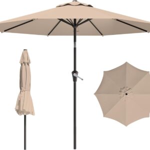 Tilt and Crank, Outdoor Patio Umbrellas with 8 Sturdy Ribs for