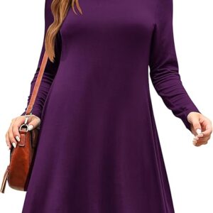 MOLERANI Women's Long Sleeve Casual Swing Simple T-Shirt Loose Dress