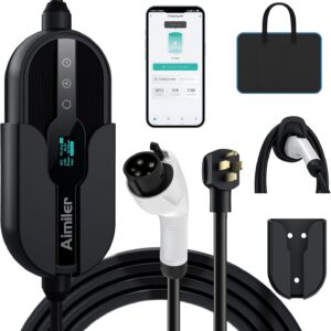 Level 2 Electric Vehicle (EV) Charger(32Amp, 220V-240V, NEMA 14-50 Plug), 25ft Cable ETL Listed Portable Indoor/Outdoor EVSE SAE J1772 EV Car Charging Station w/Delay Timer, WiFi Enabled