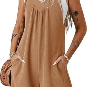 Dokotoo Women's Summer Sleeveless Waffle Knit Romper