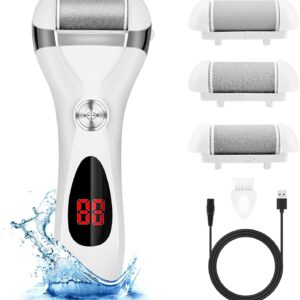 Electric Foot Callus Remover Kit, Elmchee Rechargeable Callous removers 3 Grinding Heads Waterproof Foot Scrubber File, Professional Pedicure Tools kit Feet...