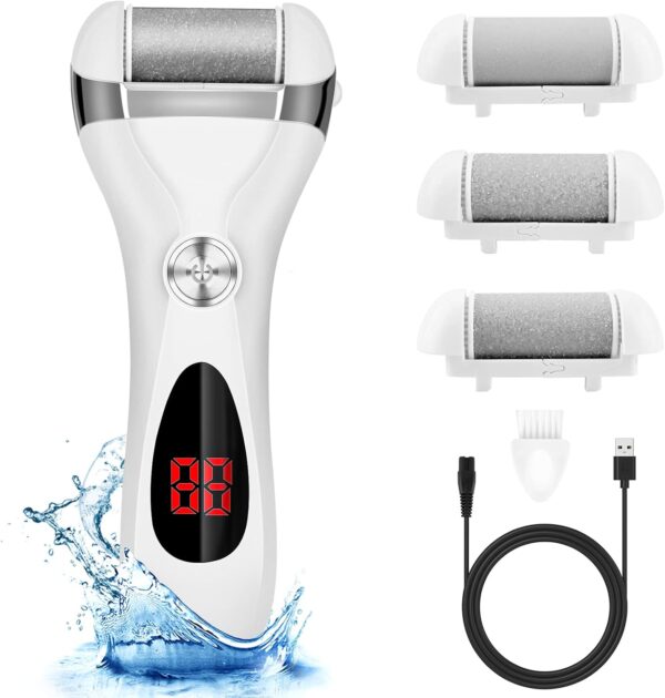 Electric Foot Callus Remover Kit, Elmchee Rechargeable Callous removers 3 Grinding Heads Waterproof Foot Scrubber File, Professional Pedicure Tools kit Feet...