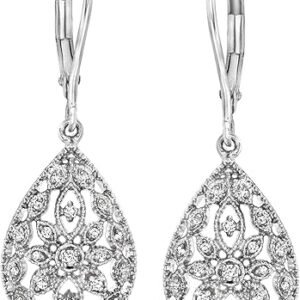 Ross-Simons 0.10 ct. t.w. Diamond Openwork Teardrop Earrings in Sterling