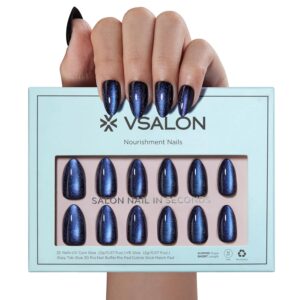 Nails Kit for Women, Reusable Opaque Gel Stick on Nails with Glue & Cuticle Oil - 32 PCS Fake Nails