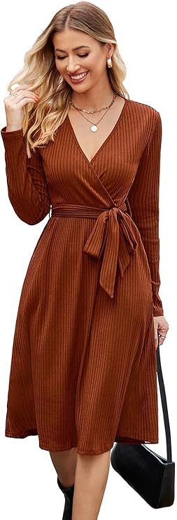Newshows Casual Knit Midi Sweater Dress